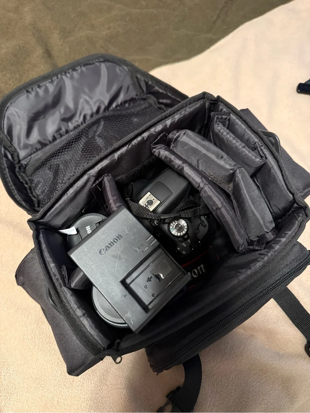Canon Rebel T7 Black Camera Body with Two Black Canon Lenses and Carrying Case